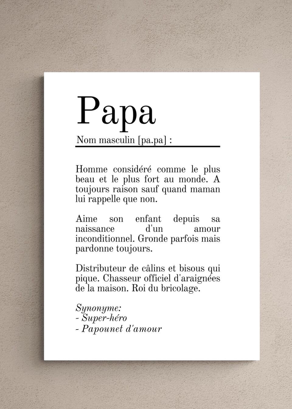 Toile personnalisée pour Papa, Cadeau personnalisé pour Papa papy