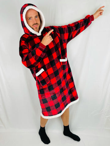 Pull Plaid Toodoo® Extra-Long Carreaux Rouges