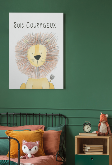 Tableau Chambre Bébé "Le Lion Courageux"