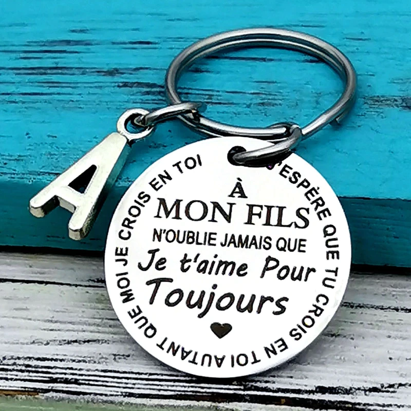 porte clef A MON Fils A MA Fille To My Son Daughter I Love You Forever  Inspirational Gift steel Keychains Christmas noel jewelry